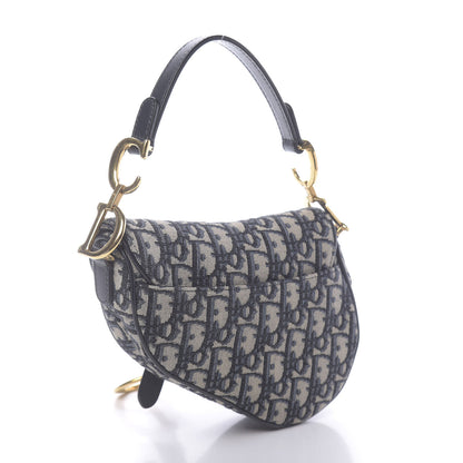 Christian Dior Oblique Mini Saddle Bag Blue 3 of 11
