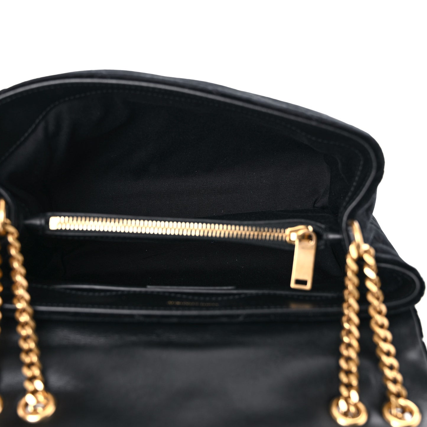 Velvet Y Quilted Monogram Small Loulou Chain Satchel Black