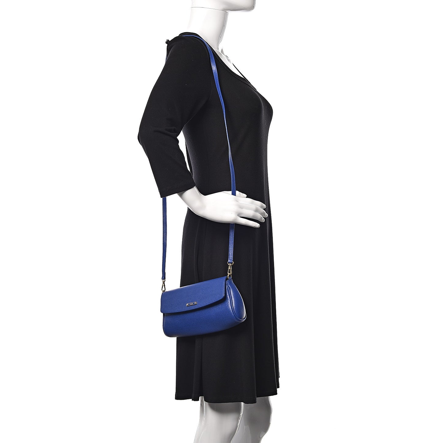 Vitello Elite Flap Crossbody Bag Blue Neon