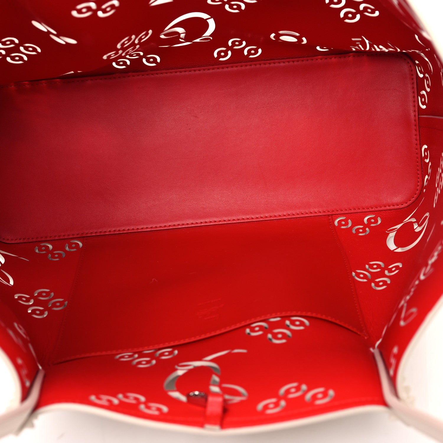 Christian Louboutin Calfskin Perforated Loubinthesky Spikes Large Cabarock Tote Leche 5 of 10