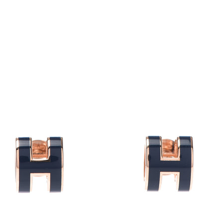 Hermes Rose Gold Lacquered Mini Pop H Earrings Bleu Fonce 1 of 5
