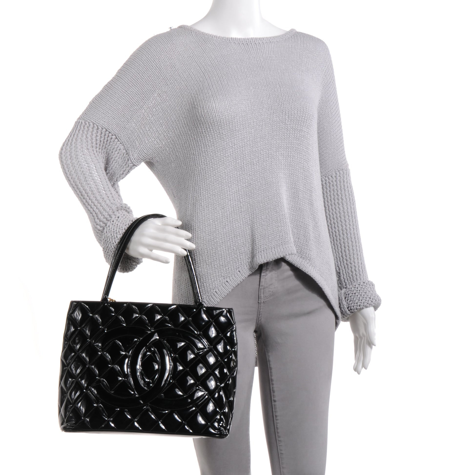 Chanel Patent Medallion Tote Black 2 of 8