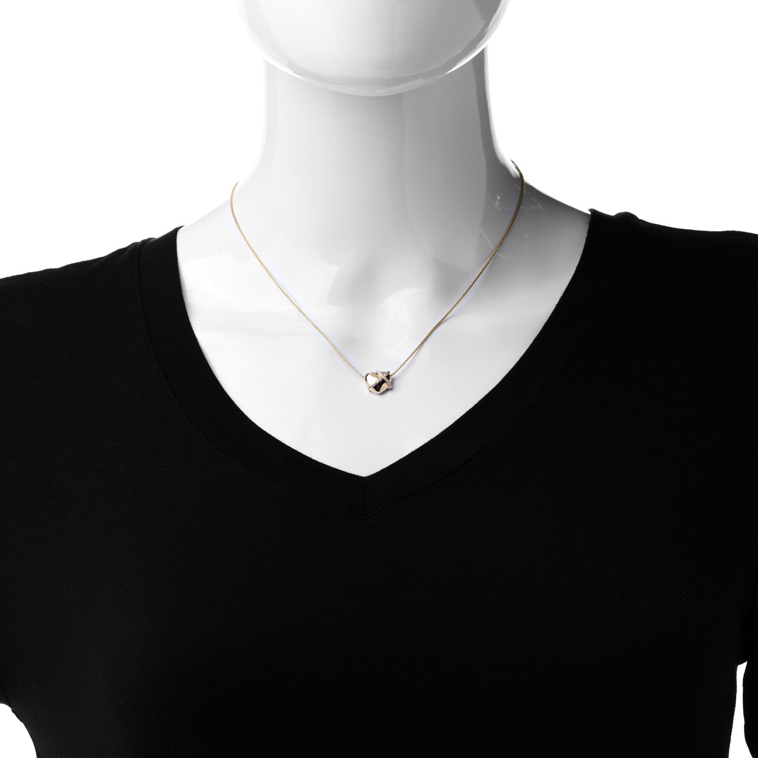 David Yurman 18K Yellow Gold Diamond Le Petit Coeur Heart Pendant Necklace 2 of 8