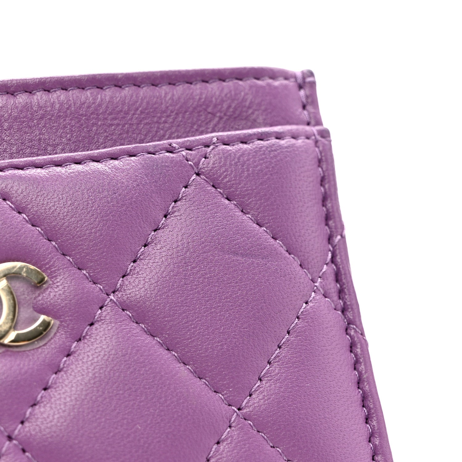 Chanel Lambskin Quilted Card Holder Purple 9 of 11