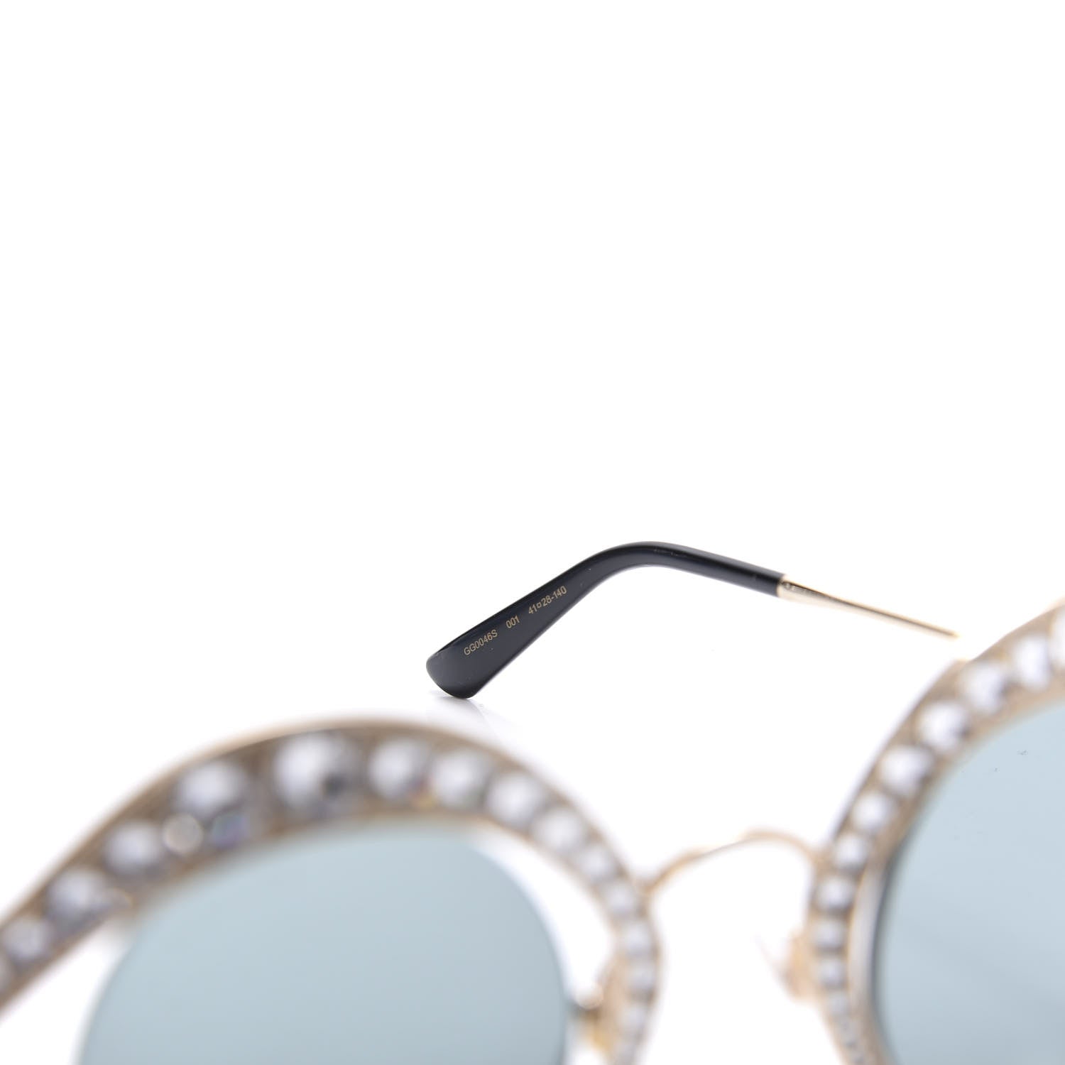 Gucci Metal Crystal Cat Eye Sunglasses GG0046S Gold Grey 7 of 9