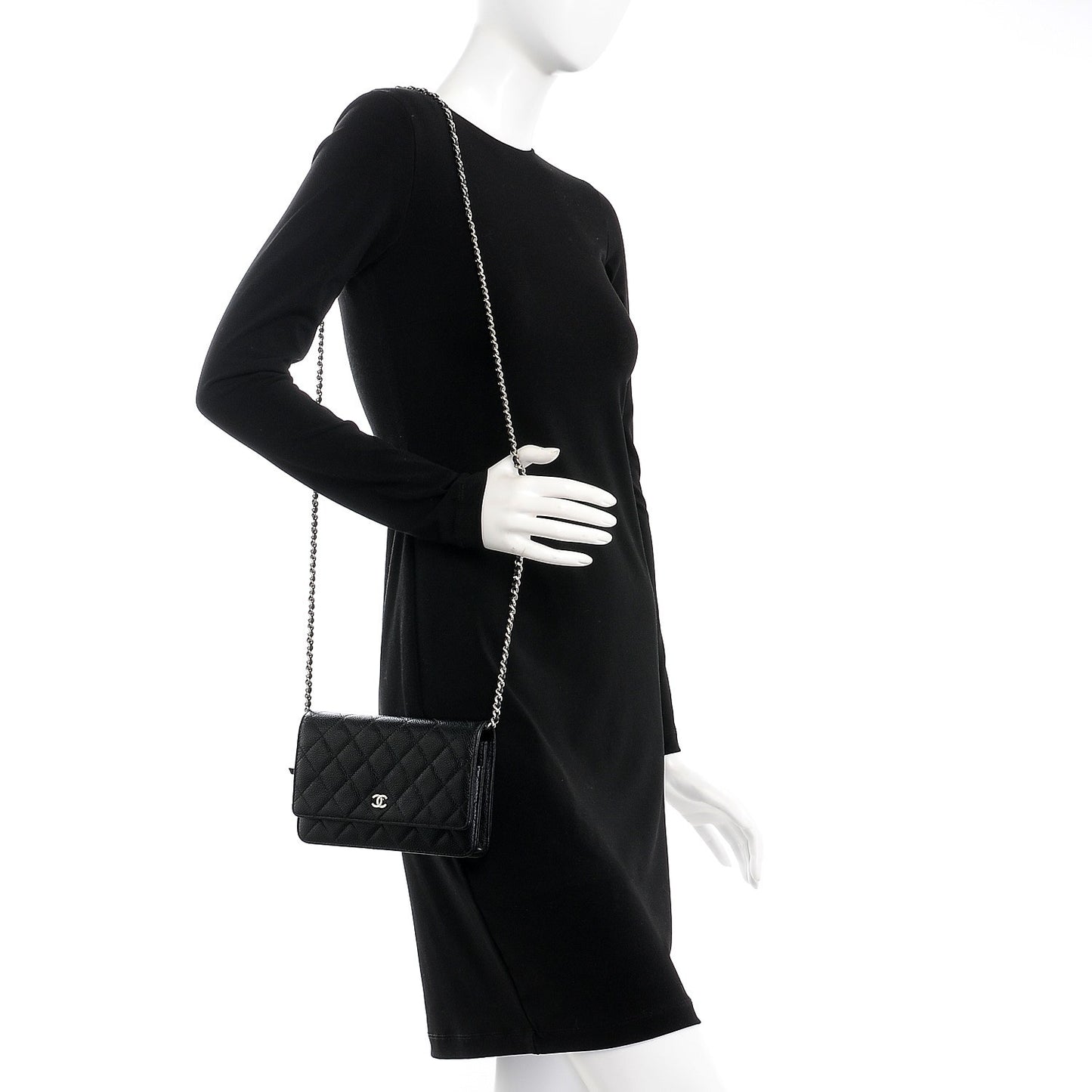 Caviar Quilted Wallet On Chain WOC Black