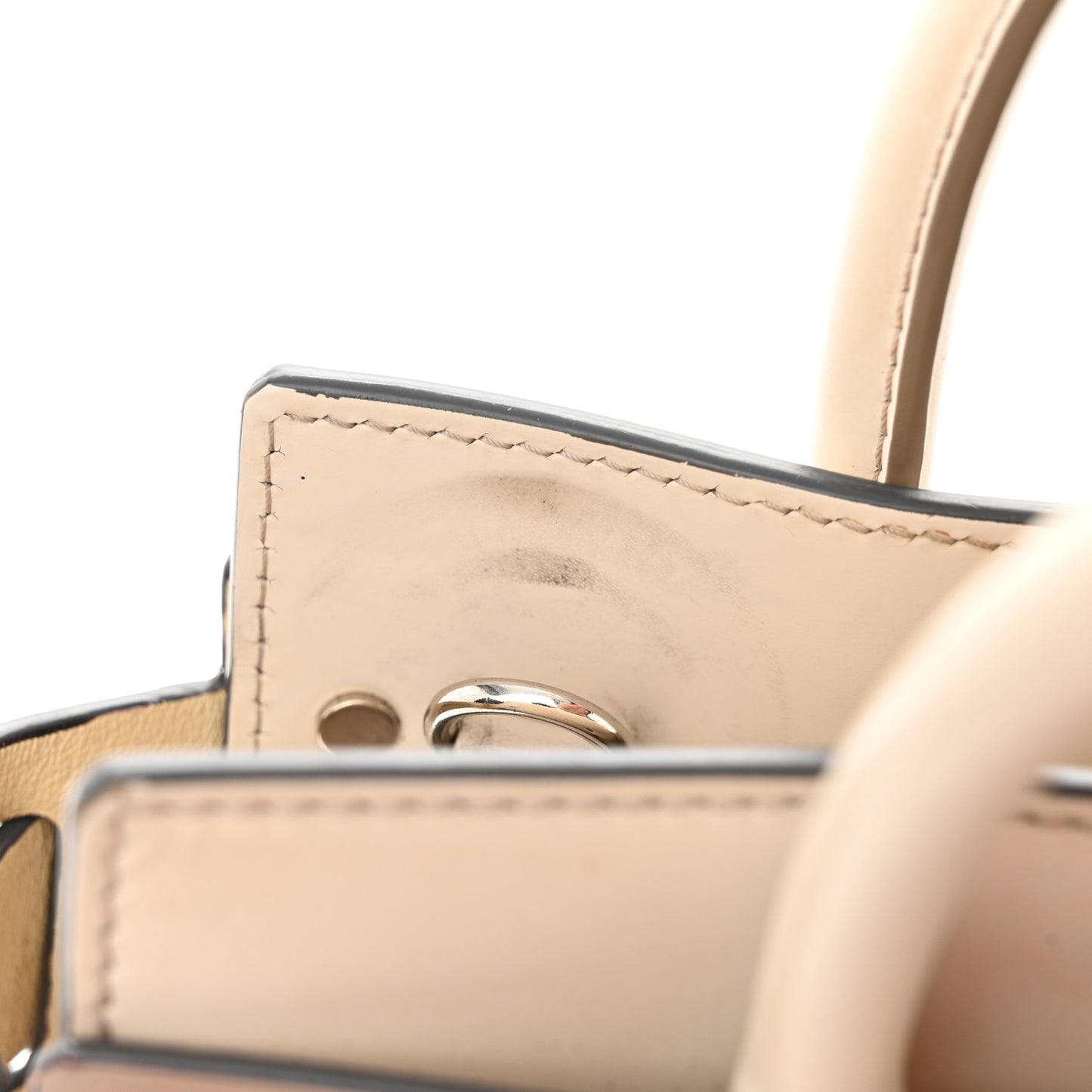 Smooth Calfskin Bi-Color Mini Horizon Satchel Linen Off-White