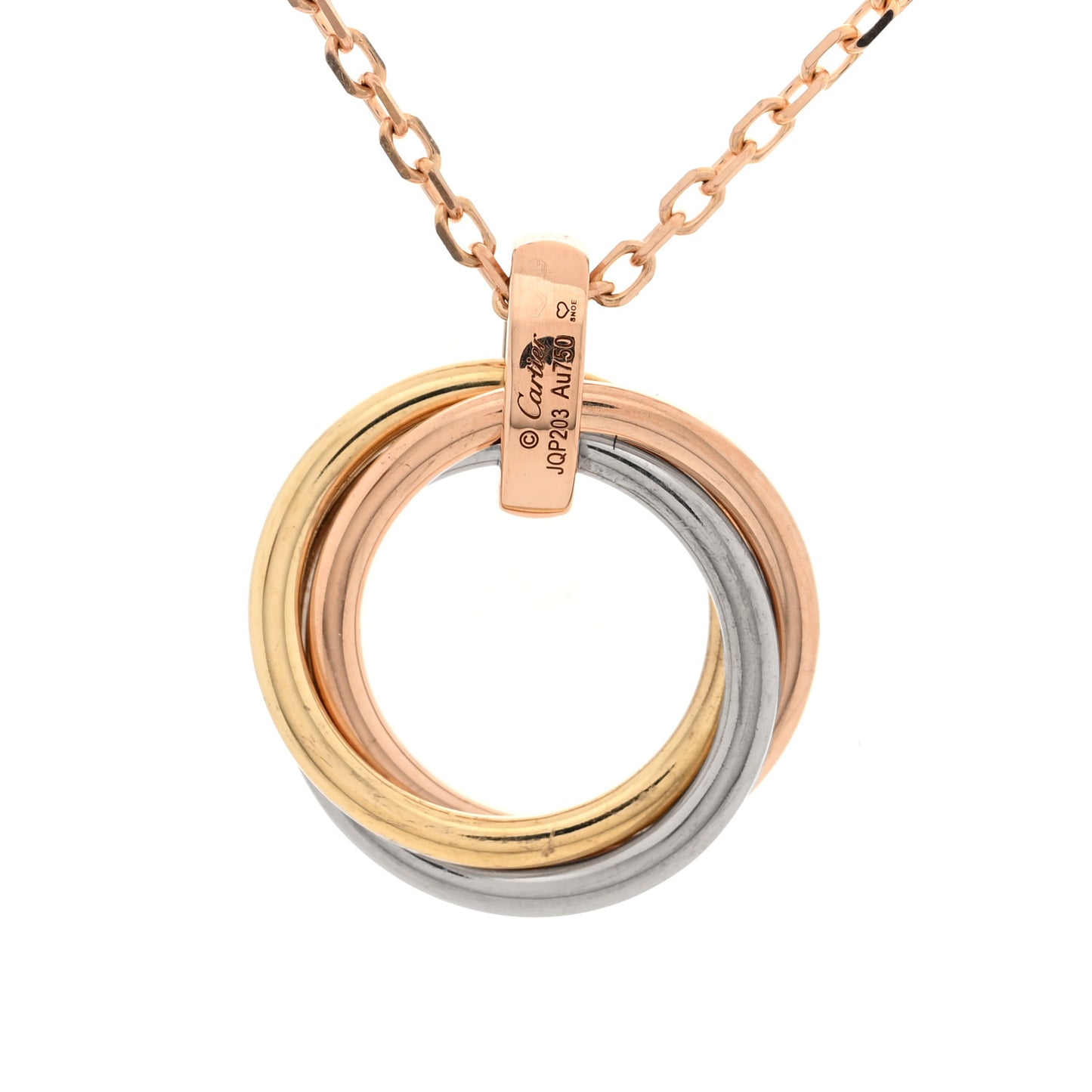 18K Pink White Yellow Gold Diamond Trinity Pendant Necklace