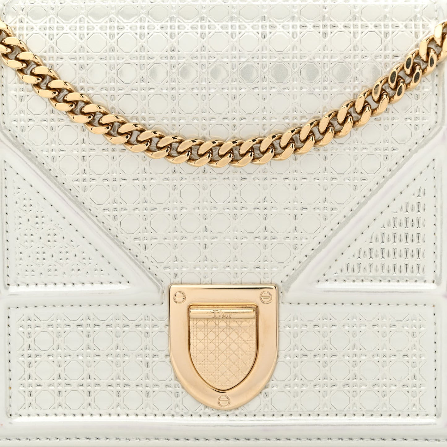 Patent Micro-Cannage Diorama Wallet on Chain Pouch White