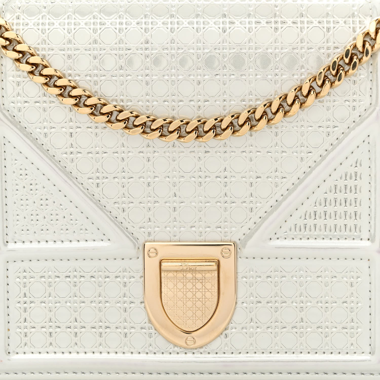 Christian Dior Patent Micro-Cannage Diorama Wallet on Chain Pouch White 8 of 11