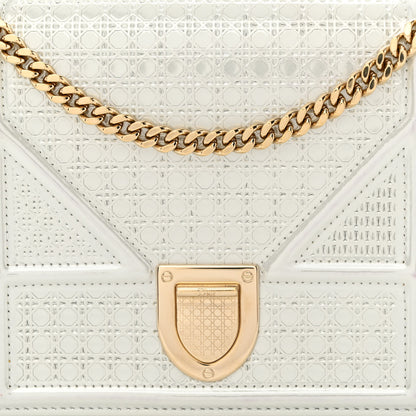 Christian Dior Patent Micro-Cannage Diorama Wallet on Chain Pouch White 8 of 11