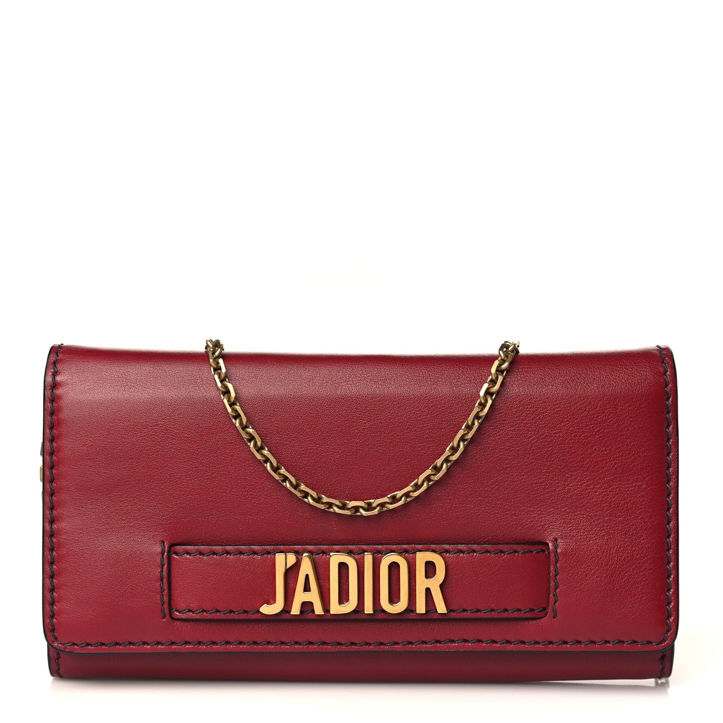 Grained Lambskin J'adior Croisiere Chain Wallet Red