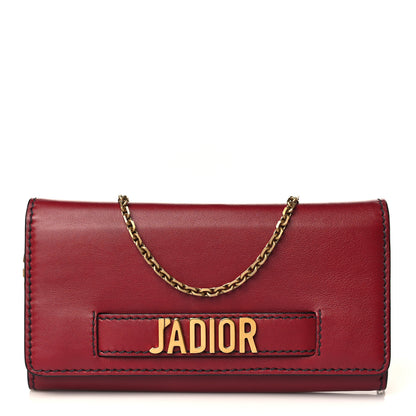 Christian Dior Grained Lambskin J'adior Croisiere Chain Wallet Red 1 of 9