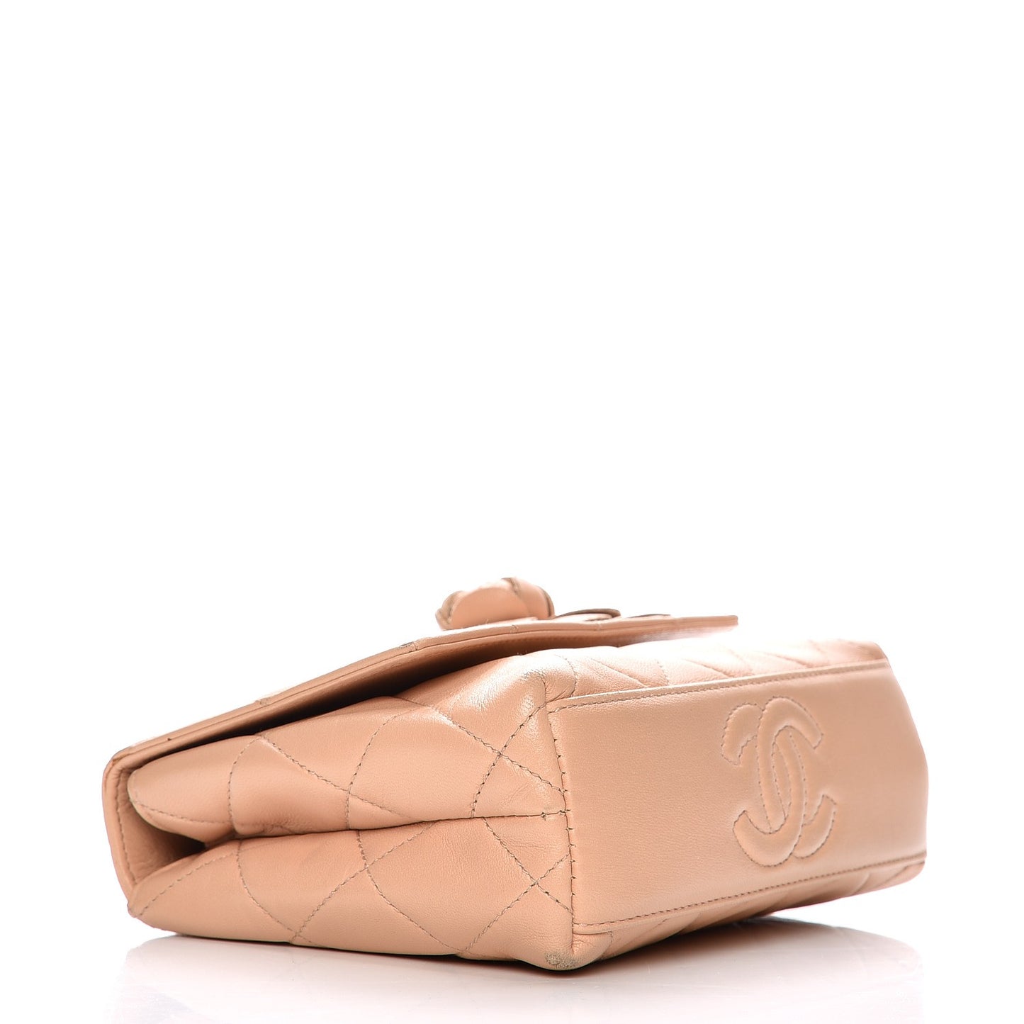 Lambskin Quilted Mini Camellia Flap Beige