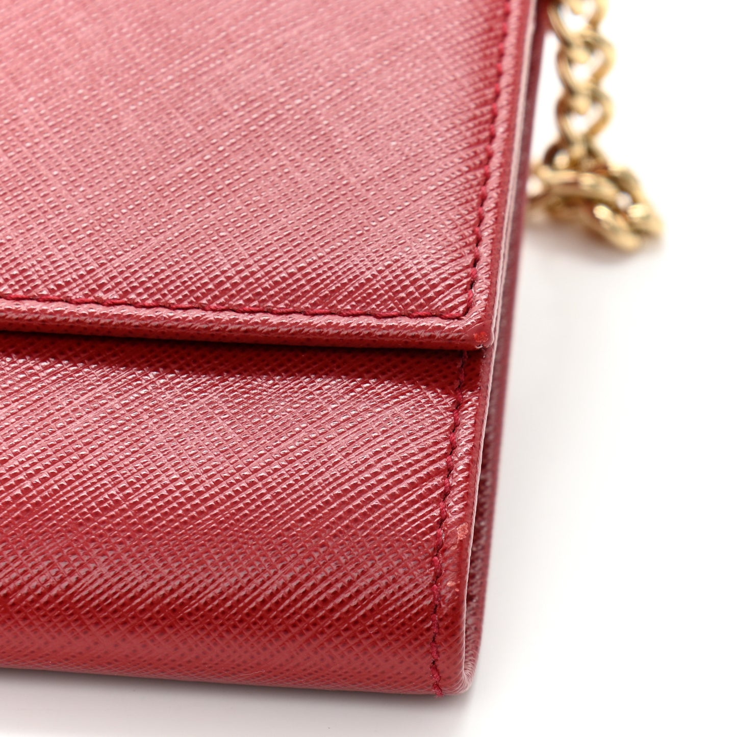 Printed Calfskin Gancini Wallet On Chain Red