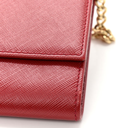 Salvatore Ferragamo Printed Calfskin Gancini Wallet On Chain Red 13 of 13