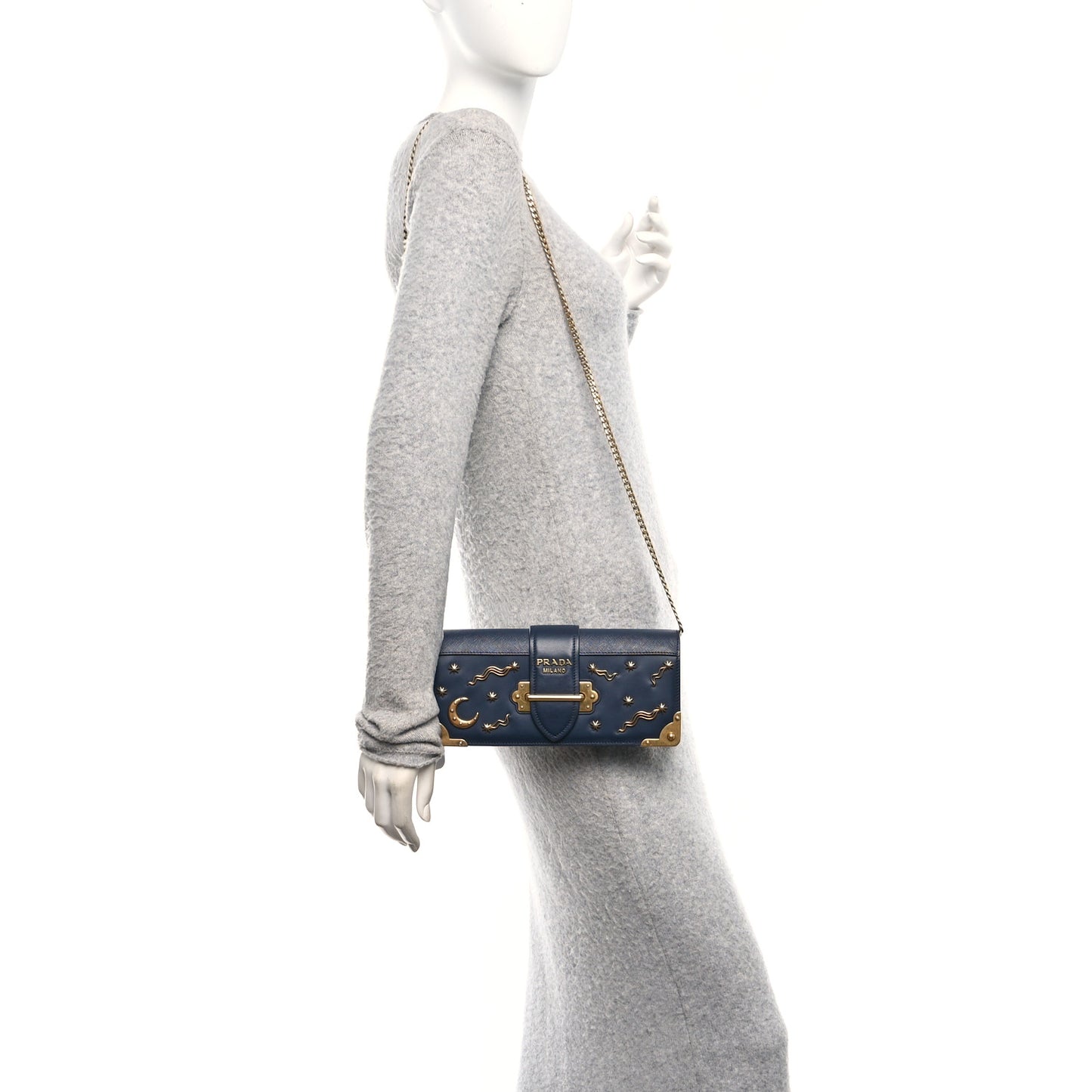 City Calf Saffiano Astrology Cahier Clutch With Chain Baltico