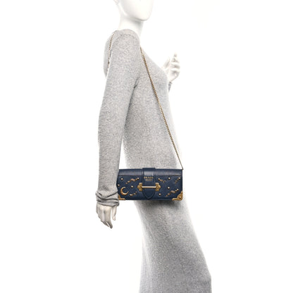 Prada City Calf Saffiano Astrology Cahier Clutch With Chain Baltico 2 of 10