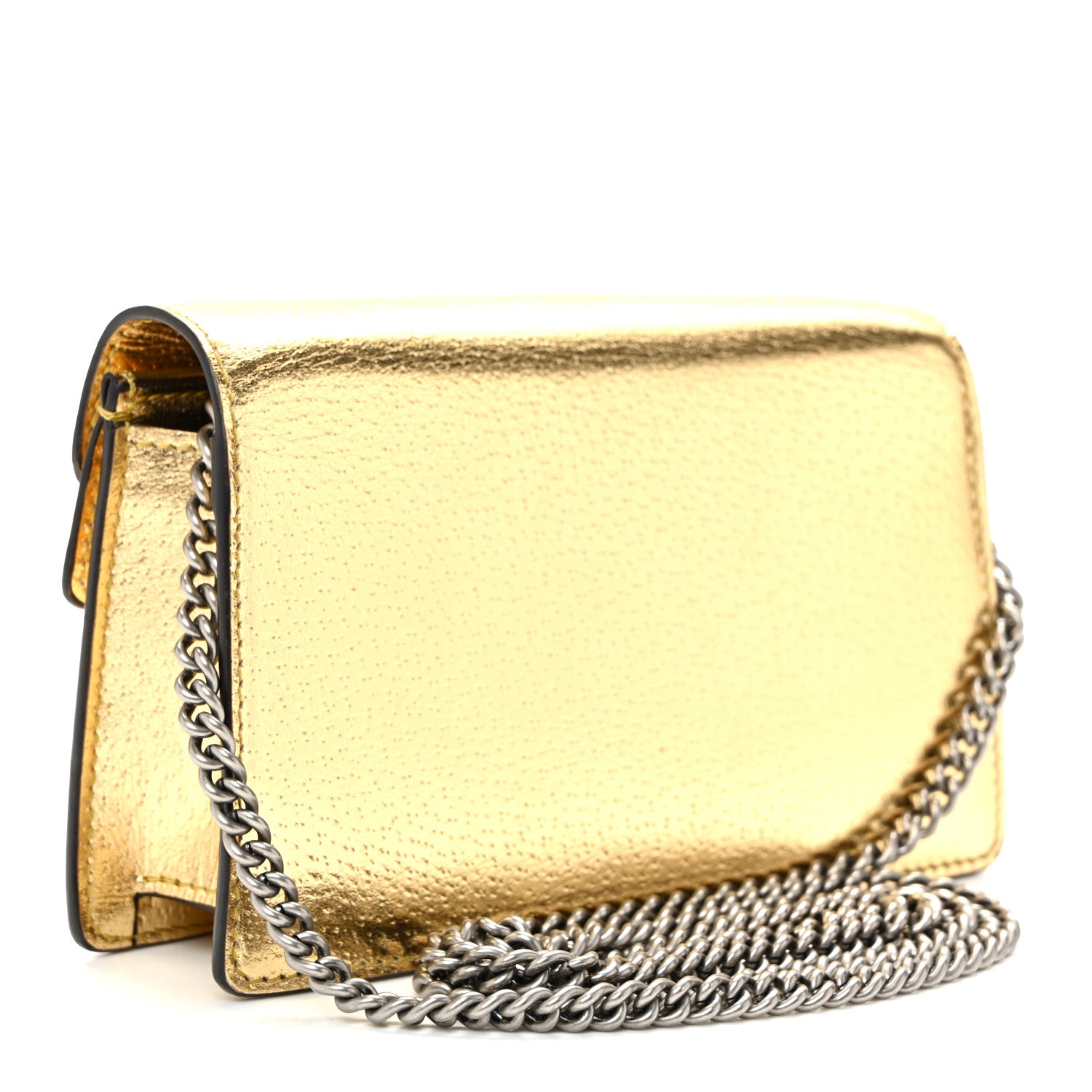 Gucci Metallic Calfskin Super Mini Dionysus Shoulder Bag Gold