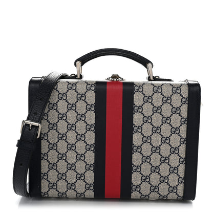 Gucci GG Supreme Monogram Web Savoy Medium Top Handle Beauty Case Beige Blue 1 of 9