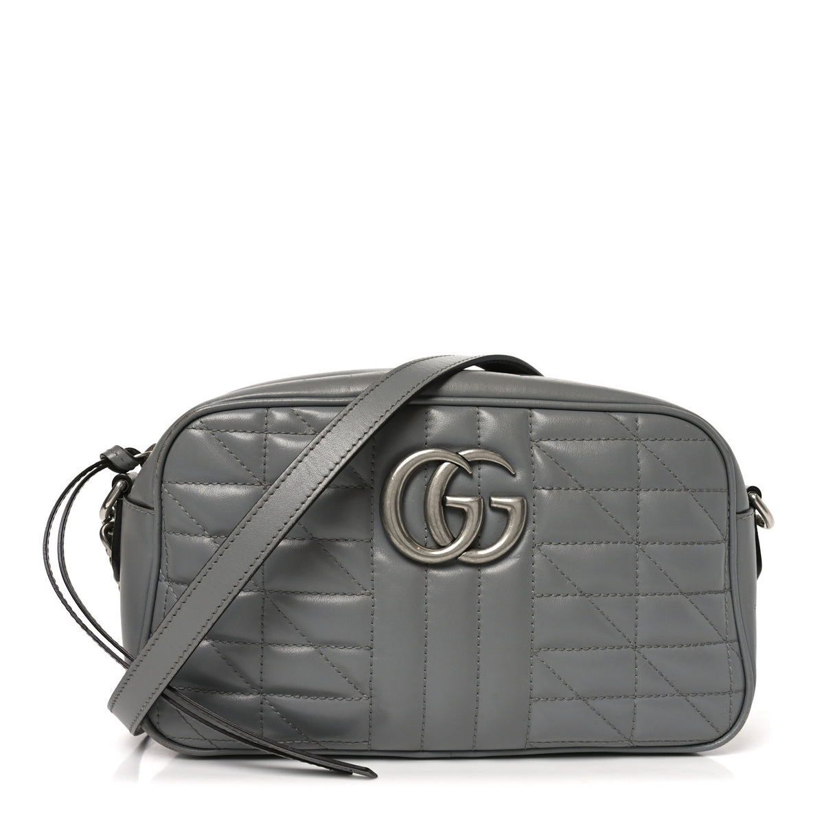 Gucci Calfskin Matelasse Aria Small GG Marmont Chain Shoulder Bag Deep Grey 1 of 11