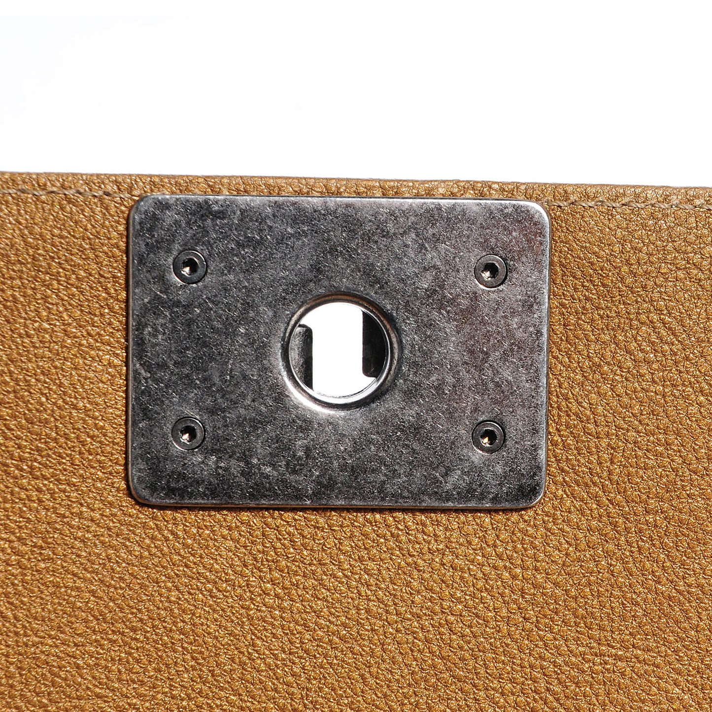 Metallic Calfskin Quilted Medium Boy Flap Dark Gold