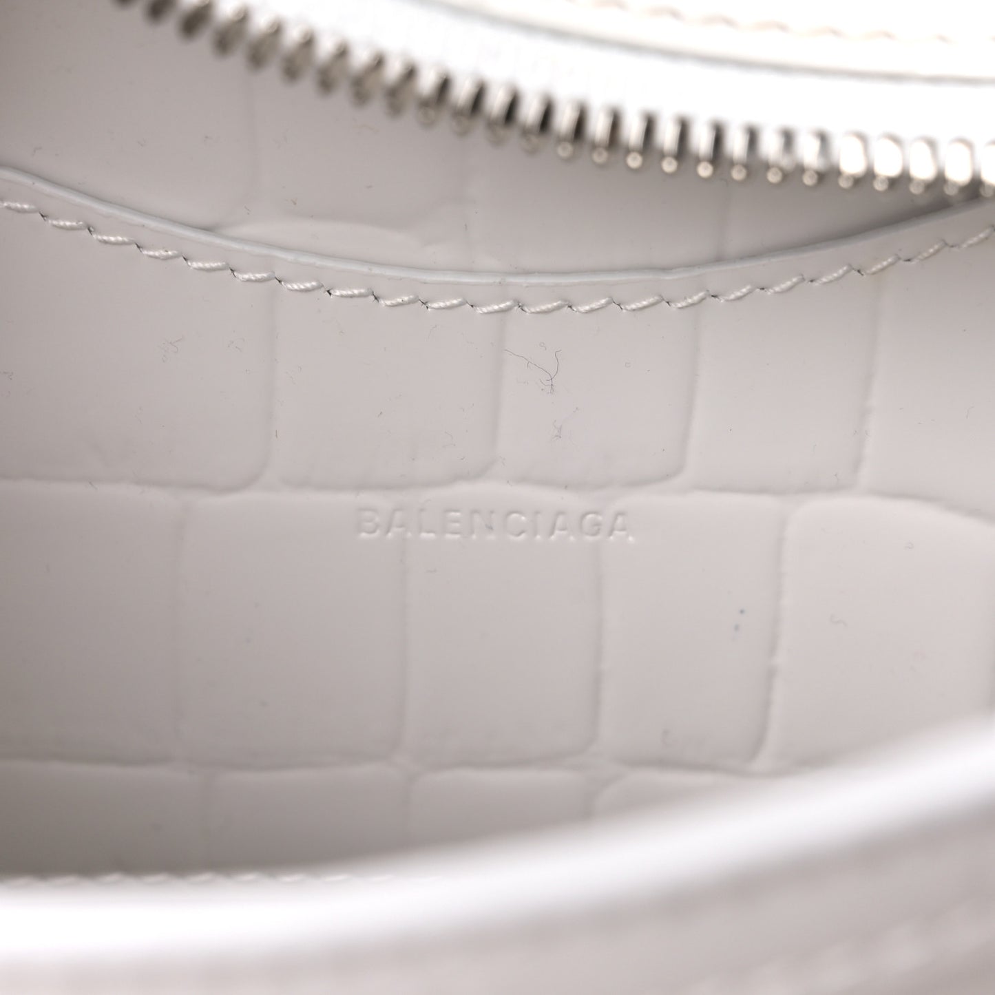 Semi Shiny Calfskin Crocodile Embossed Neo Classic Silver Hardware Mini City White