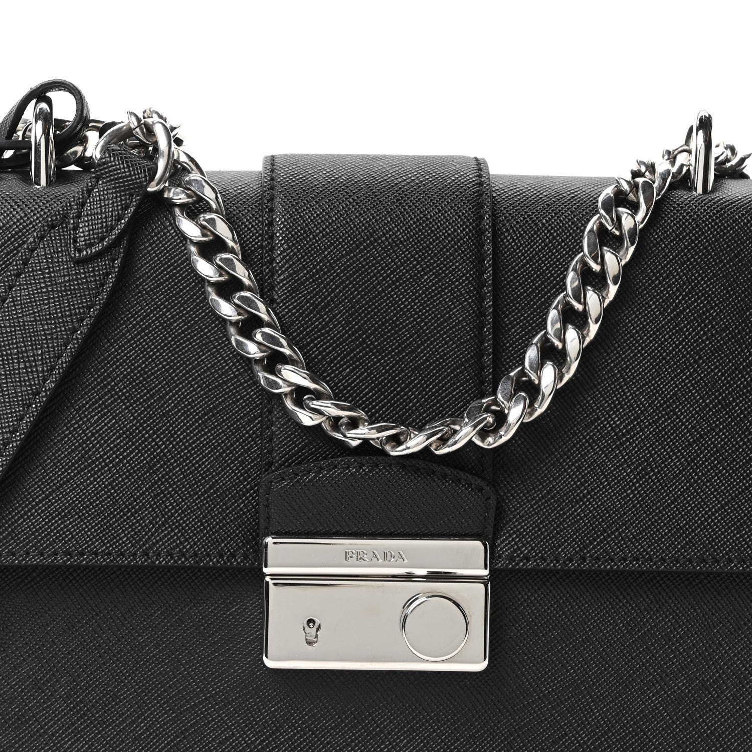 Prada Saffiano Pattina Crossbody Bag Black 6 of 8