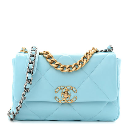 Chanel Lambskin Quilted Medium Chanel 19 Flap Light Blue 1 of 11