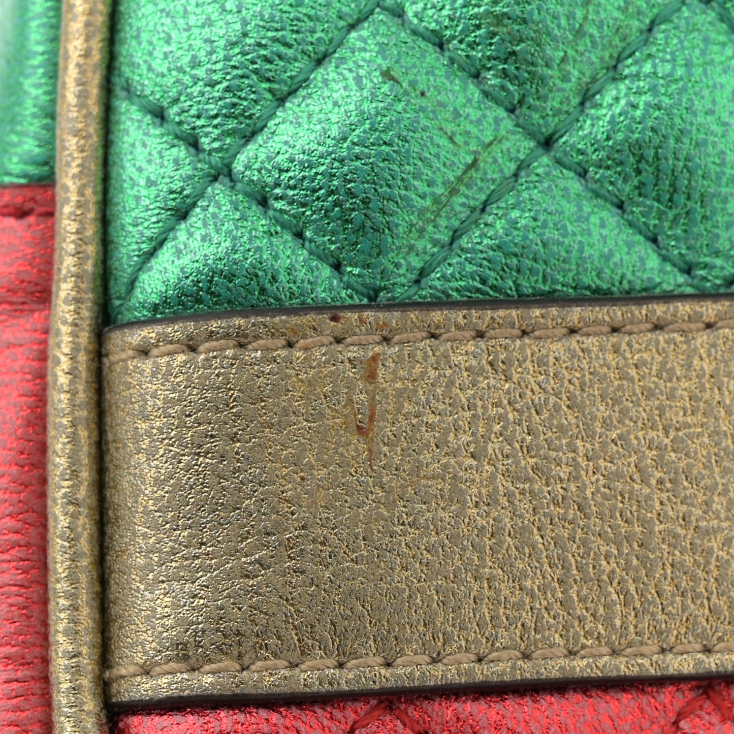 Laminated Nappa Trapuntata Small Zumi Shoulder Bag Rosso Jasmine Green