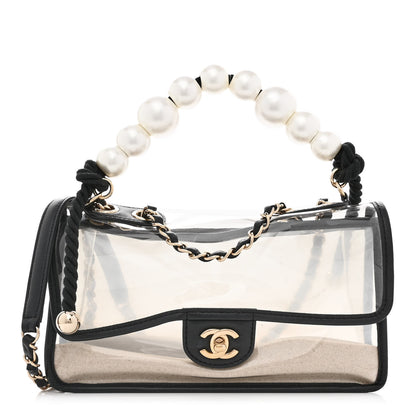 Chanel Lambskin PVC Sand By The Sea Flap With Pearl Strap Black 1 of 12