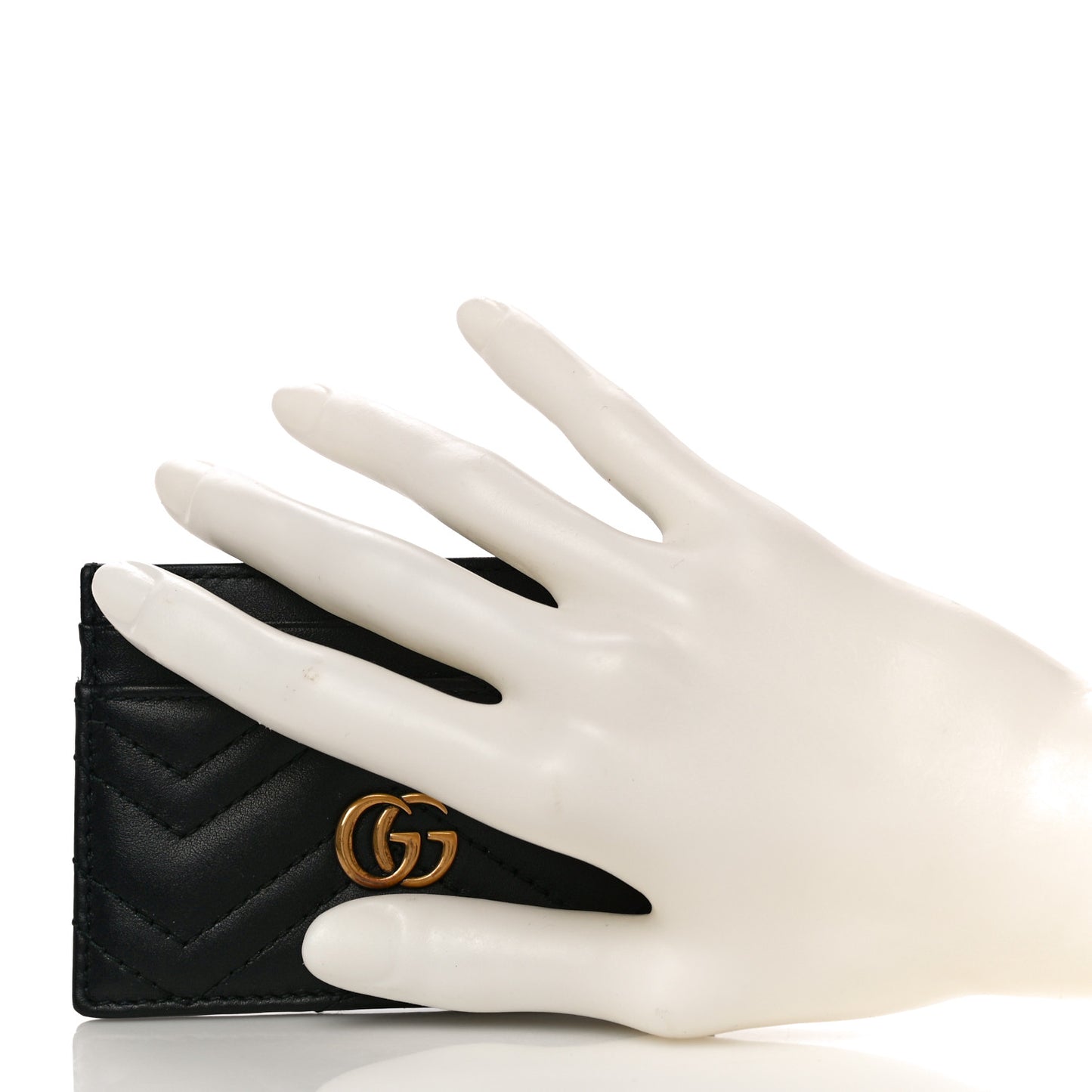 Calfskin Matelasse GG Marmont Card Holder Black