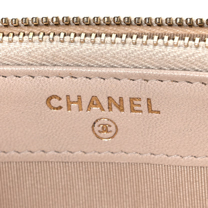 Chanel Crumpled Lambskin Chevron Quilted Pleated Small Boy Clutch With Chain Beige 6 of 11