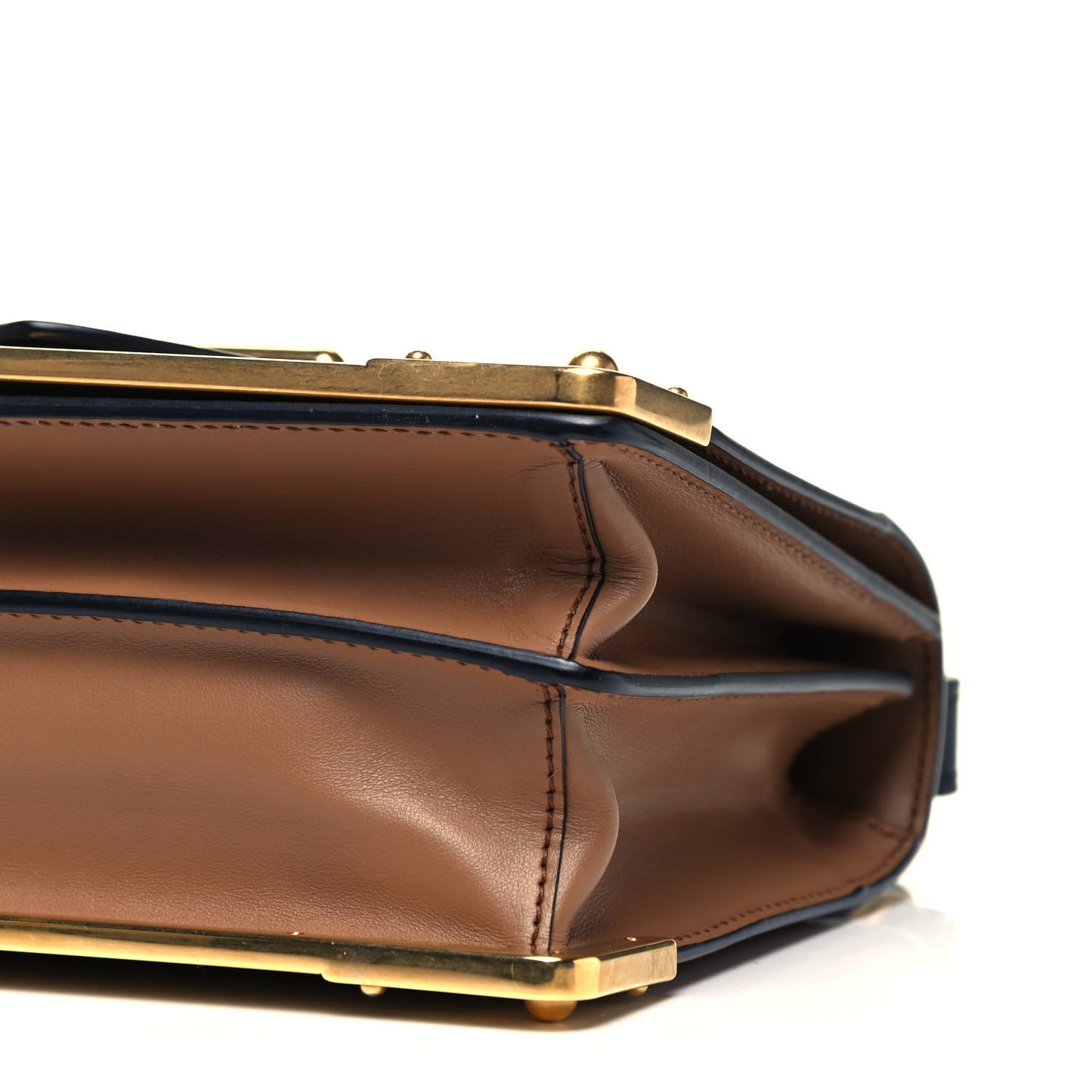City Calfskin Saffiano Cahier Bag Caramel Black