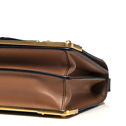 Prada City Calfskin Saffiano Cahier Bag Caramel Black 7 of 9