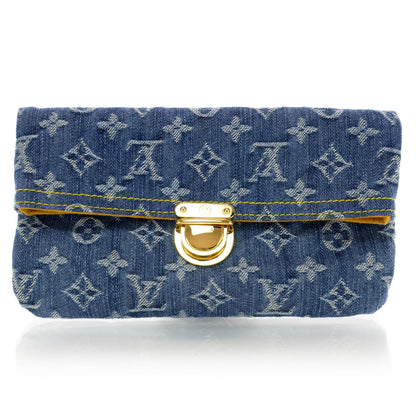 Louis Vuitton Monogram Denim Pochette Plat Clutch Blue 1 of 8