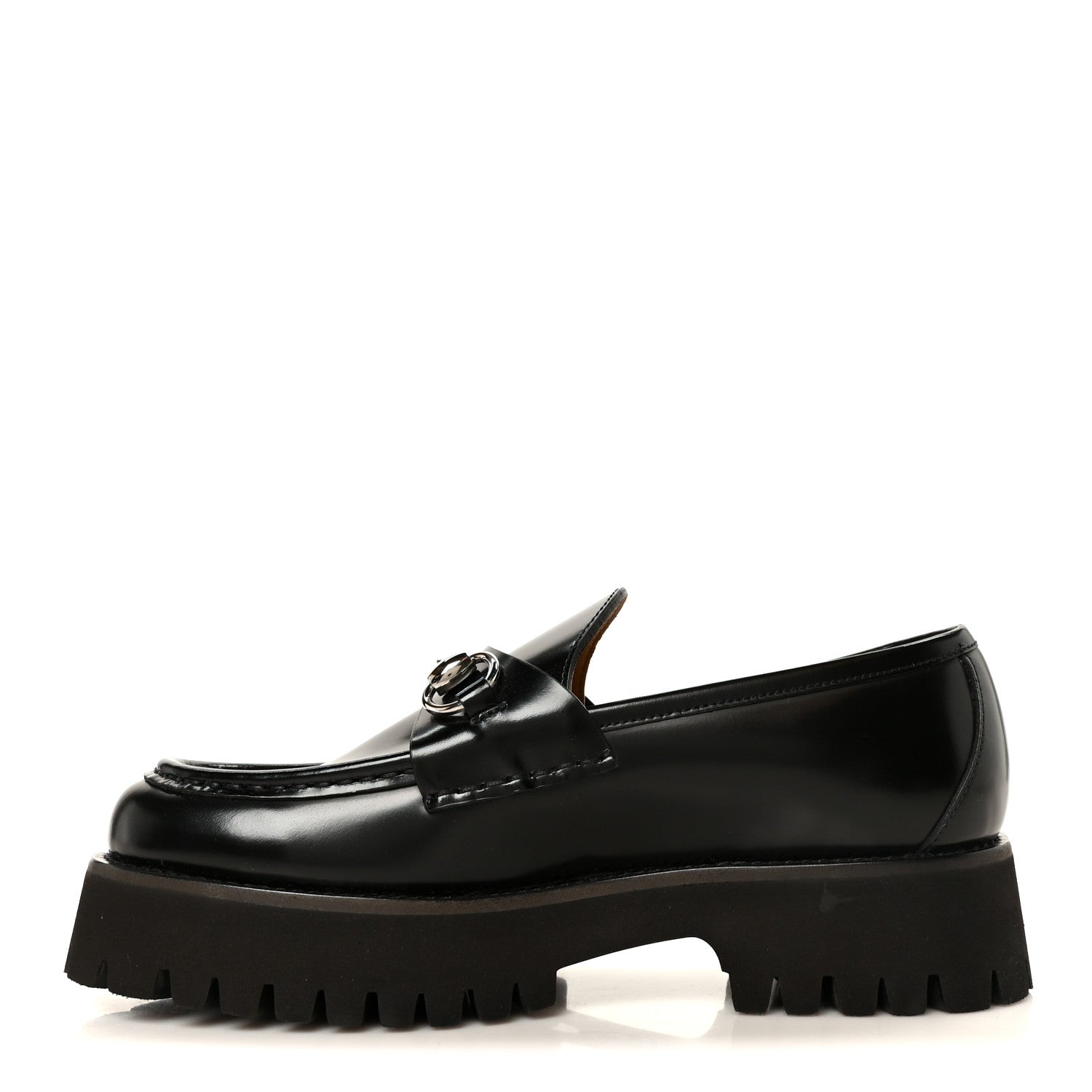 Gucci Cordovan Lux Womens Horsebit 45mm Platform Loafers 37.5 Black 1 of 11