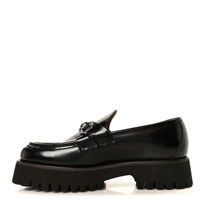 Gucci Cordovan Lux Womens Horsebit 45mm Platform Loafers 37.5 Black 1 of 11