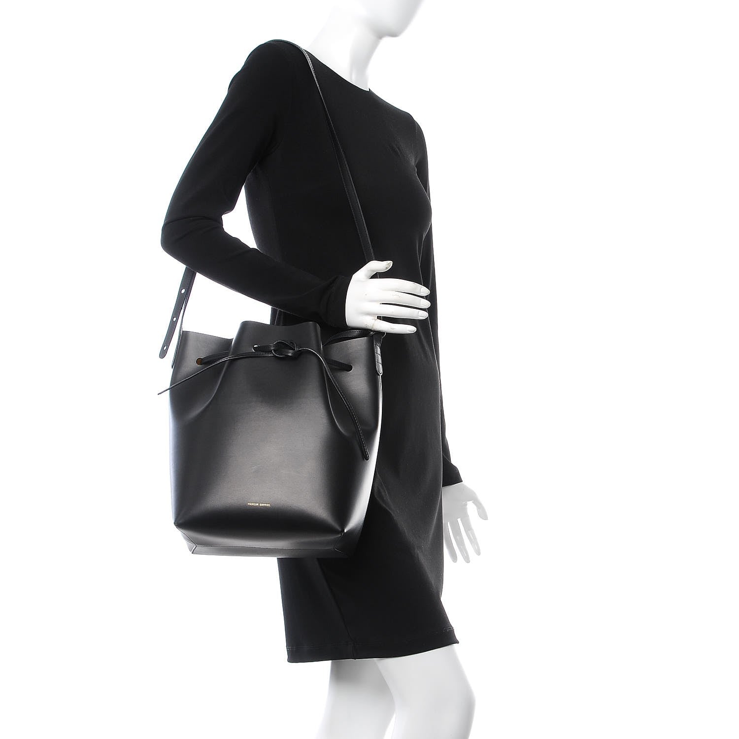 Mansur Gavriel Vegetable Tanned Calfskin Bucket Bag Black Oro 2 of 12