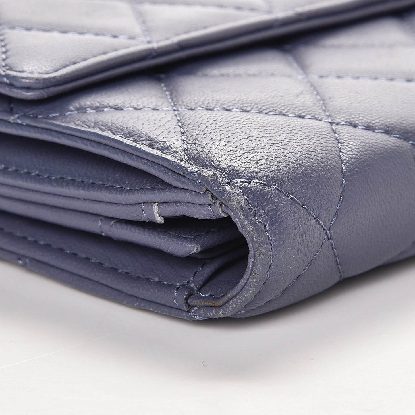 Lambskin Quilted Long Flap Wallet Lavender