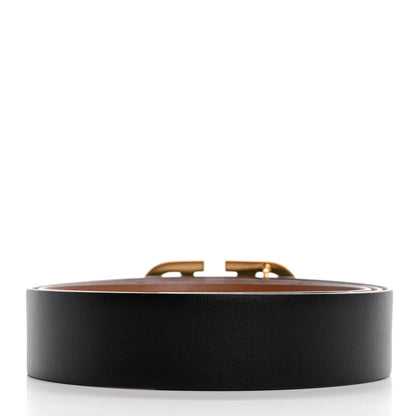 Valentino Garavani Glossy Calfskin VLogo Reversible 30mm Belt 85 34 Saddle Brown Black 2 of 7