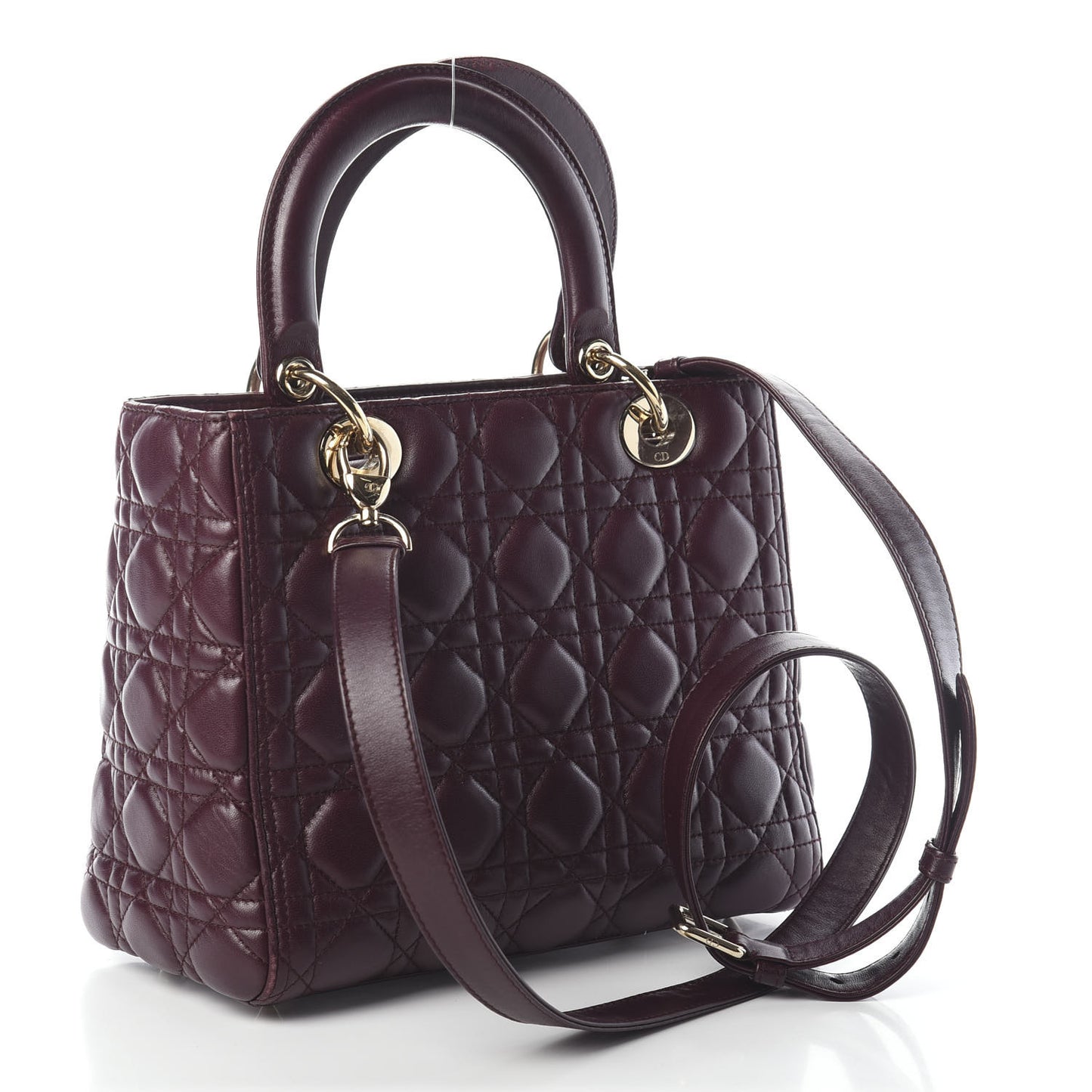 Lambskin Cannage Medium Lady Dior Burgundy