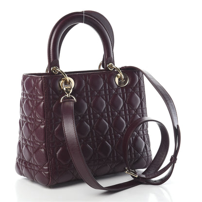 Christian Dior Lambskin Cannage Medium Lady Dior Burgundy 4 of 10