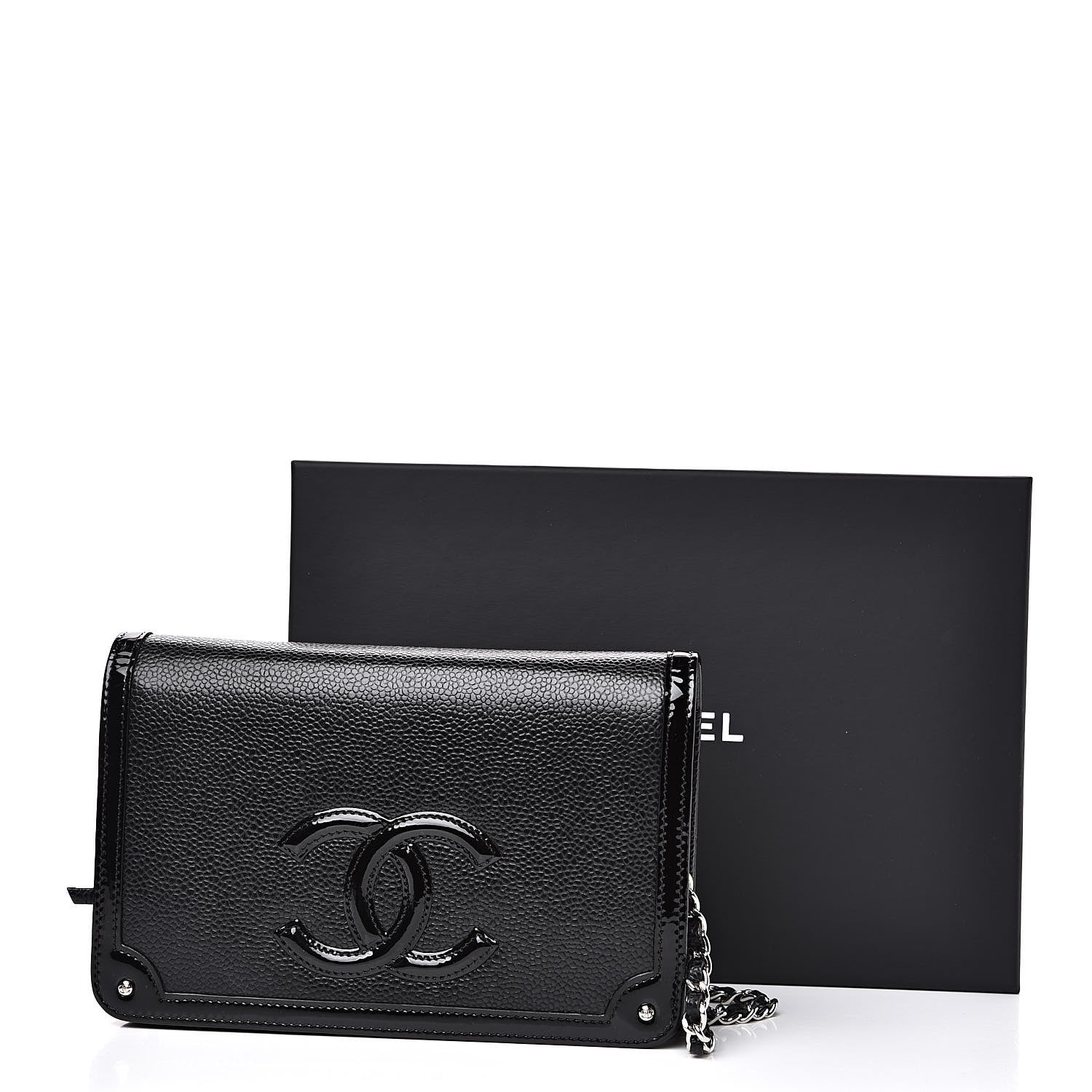 Chanel Caviar Patent CC Wallet On Chain WOC Black 14 of 14