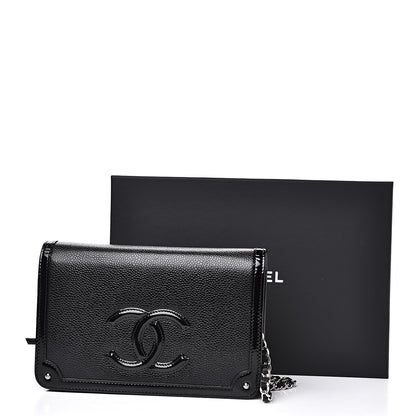 Chanel Caviar Patent CC Wallet On Chain WOC Black 14 of 14