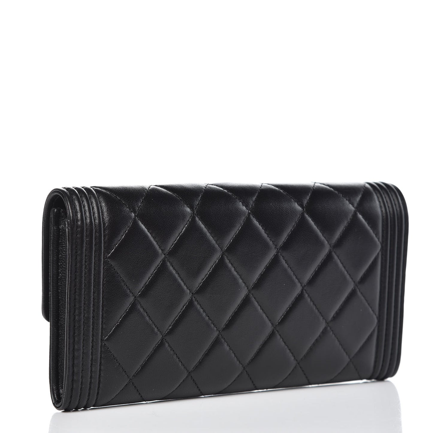 Lambskin Quilted Boy Flap Wallet Black