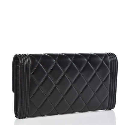 Chanel Lambskin Quilted Boy Flap Wallet Black 3 of 10