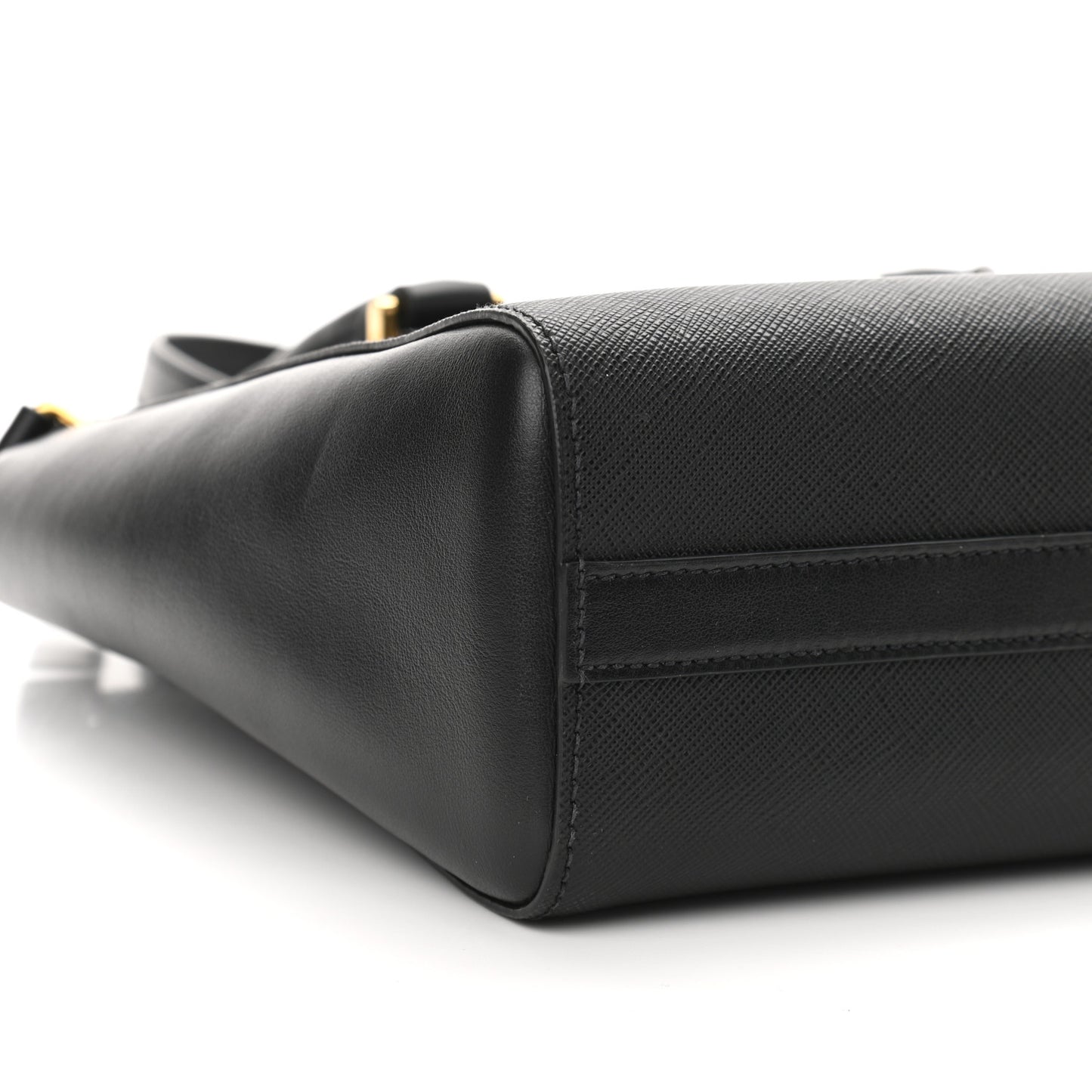 Saffiano Soft Calfskin Small Zippered Tote Black