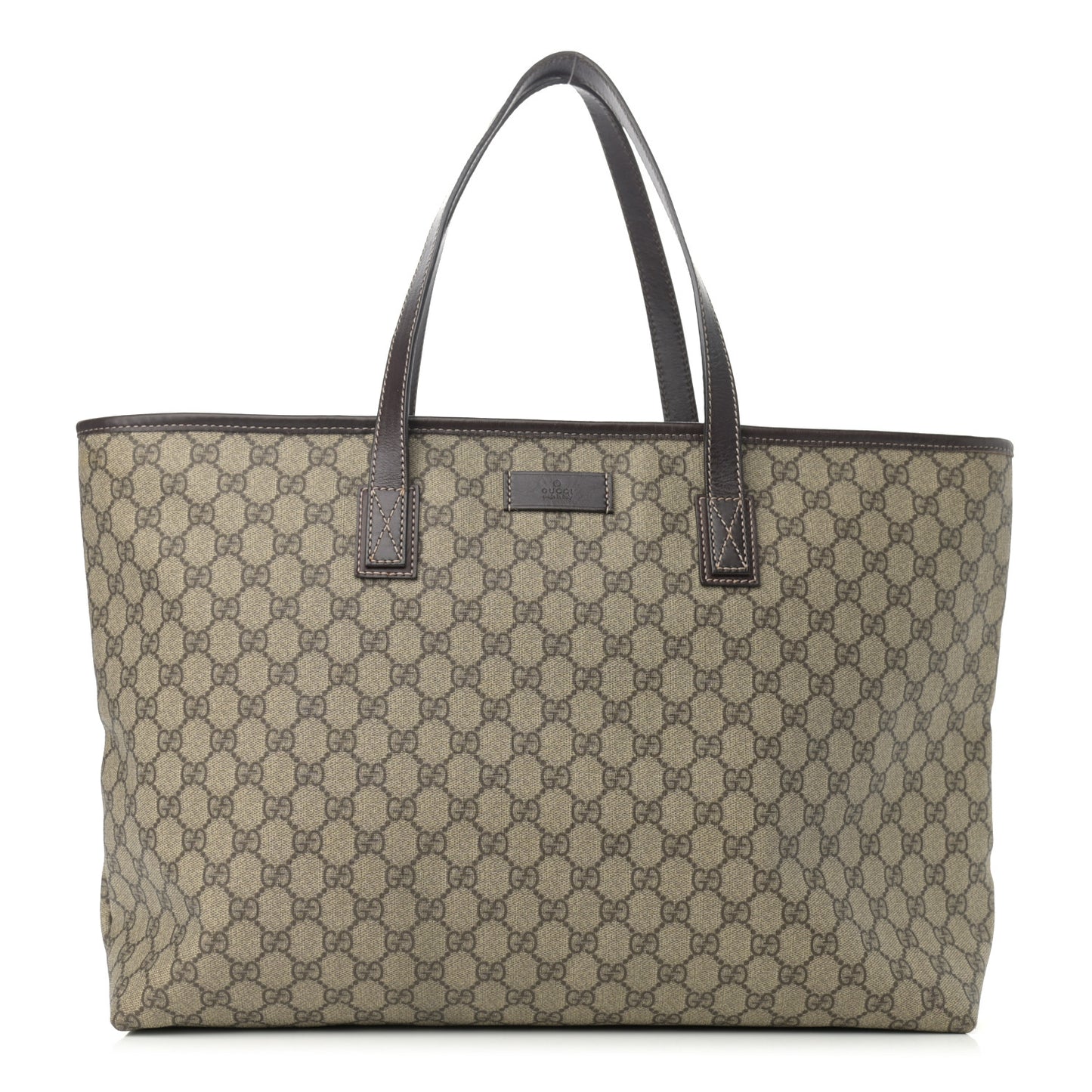 GG Supreme Monogram Large Zippered Shopping Tote Brown