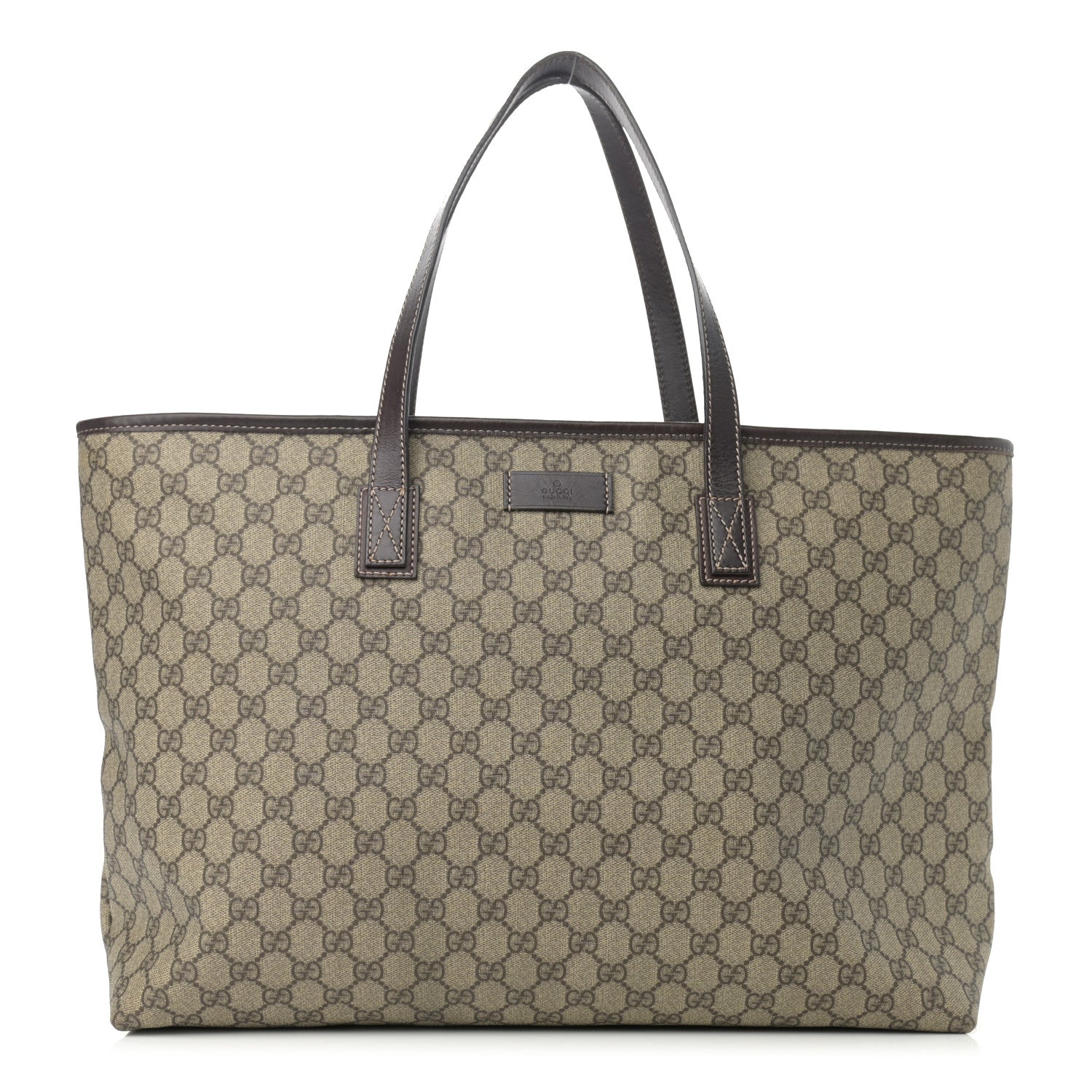 Gucci GG Supreme Monogram Large Zippered Shopping Tote Brown 1 of 10